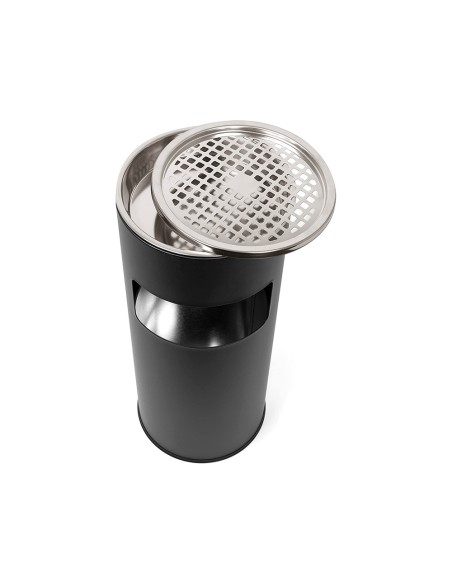 Cenicero papelera metalico q connect con recogecolillas negro 615x25 cm