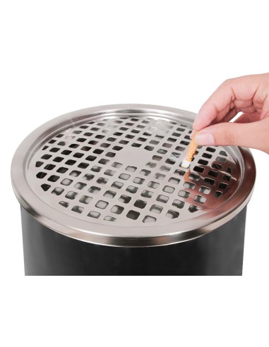 Cenicero papelera metalico q connect con recogecolillas negro 615x25 cm