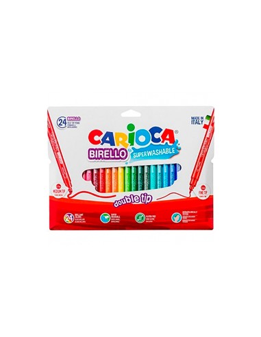 Rotulador carioca birello bipunta caja de 24 colores