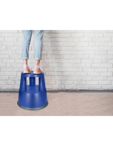 Taburete q connect ruedas retractiles tres ruedas dos niveles color azul