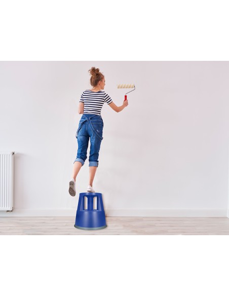 Taburete q connect ruedas retractiles tres ruedas dos niveles color azul