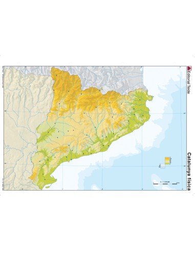 Mapa mudo color din a4 cataluna fisico