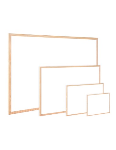 Pizarra blanca q connect laminada marco de madera 90x60 cm