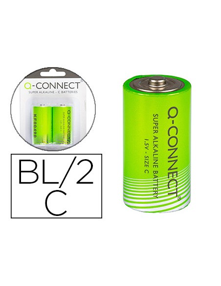 Pila q connect alcalina c blister de 2 unidades
