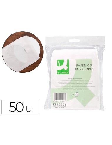 Sobre para cd q connect con ventana transparente y solapa pack de 50 unidades