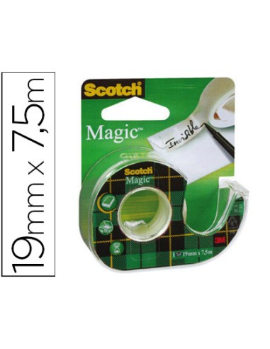 Cinta adhesiva scotch magic invisible 75 mt x 19 mm en portarrollo