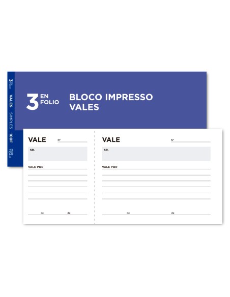 Talonario liderpapel vales tres en folio 104 texto en portugues