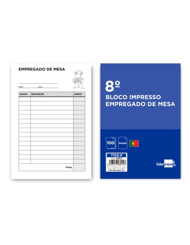 Talonario liderpapel camarero octavo sin iva 102 texto en portugues