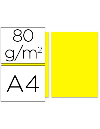 Papel color liderpapel a4 80g m2 amarillo paquete de 100