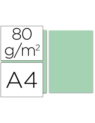 Papel color liderpapel a4 80g m2 verde paquete de 100