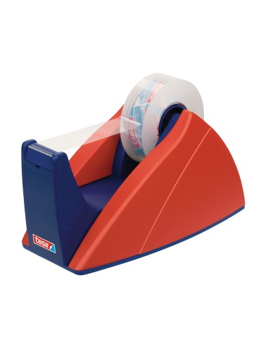 Portarrollo sobremesa tesa con cuchilla de corte recto para cintas de 33 m color azul rojo