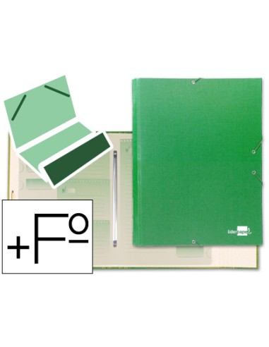 Carpeta clasificadora liderpapel 12 departamentos folio prolongado carton forrado verde claro