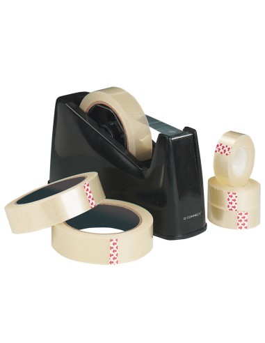 Portarrollo sobremesa q connect plastico para cintas de 33 y 66 mt color negro