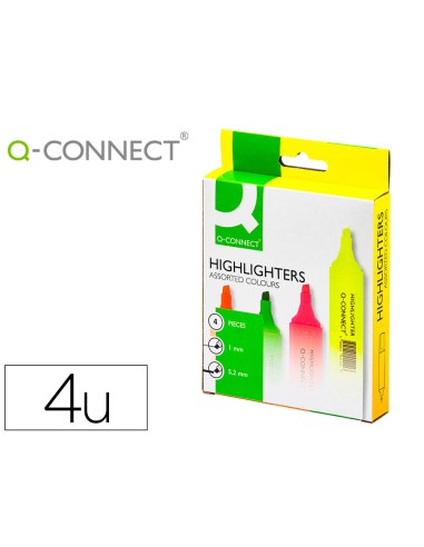 Rotulador q connect fluorescente surtido caja de 4 unidades colores surtidos