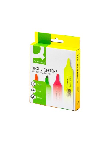 Rotulador q connect fluorescente surtido caja de 4 unidades colores surtidos