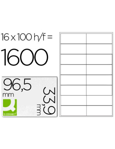 Etiqueta adhesiva q connect kf10651 tamano 965x339 mm fotocopiadora laser ink jet caja con 100 hojas din a4