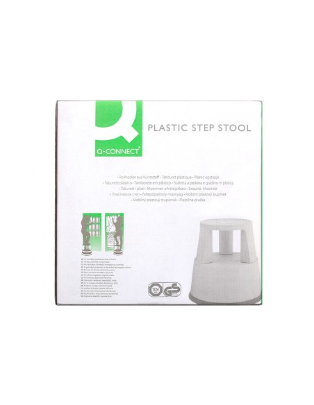 Taburete q connect ruedas retractiles tres ruedas dos niveles color gris