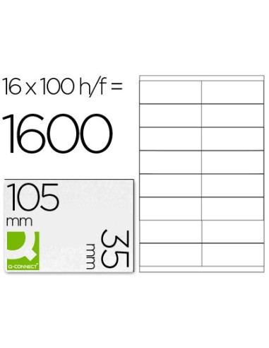 Etiqueta adhesiva q connect kf10653 tamano 105x35 mm fotocopiadora laser ink jet caja con 100 hojas din a4