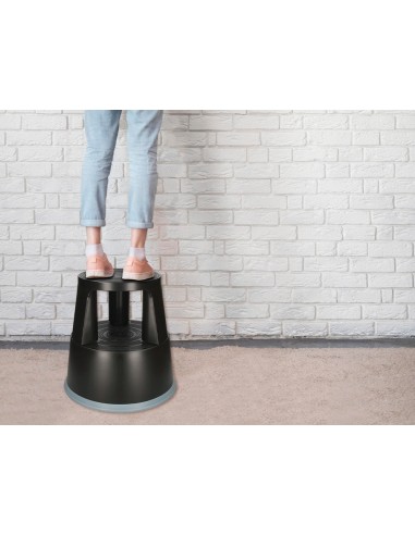 Taburete q connect ruedas retractiles tres ruedas dos niveles color negro