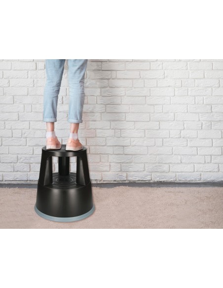 Taburete q connect ruedas retractiles tres ruedas dos niveles color negro