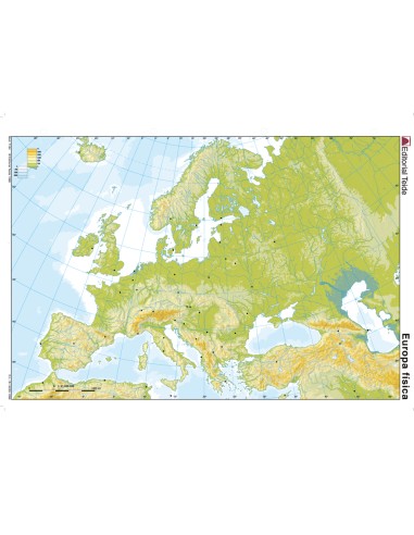 Mapa mudo color din a4 europa fisico