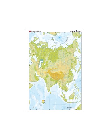 Mapa mudo color din a4 asia fisico