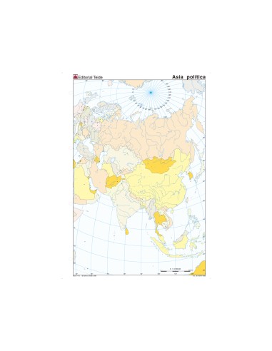 Mapa mudo color din a4 asia politico