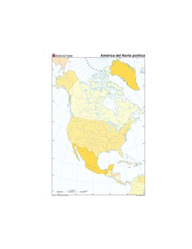 Mapa mudo color din a4 america del norte politico