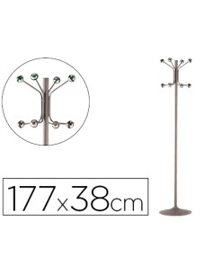 Perchero metalico pie 8 colgadores color gris 177x38 cm