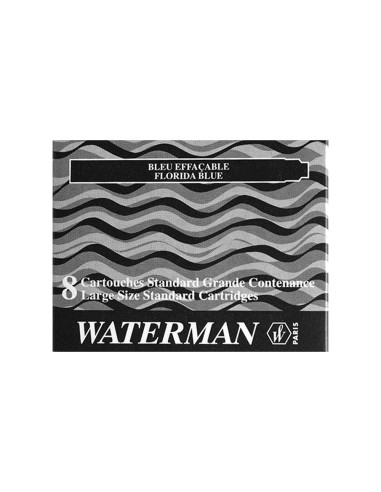 Tinta estilografica waterman negra caja de 8 cartuchos standard largos