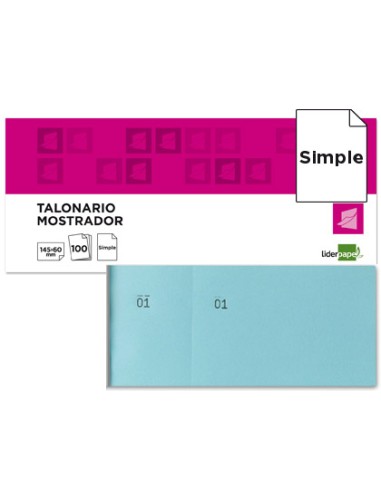 Talonario liderpapel mostrador 60x145 mm tl03 celeste con matriz