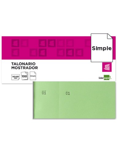 Talonario liderpapel mostrador 60x145 mm tl06 verde con matriz