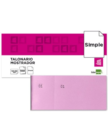 Talonario liderpapel mostrador 60x145 mm tl05 rosa con matriz