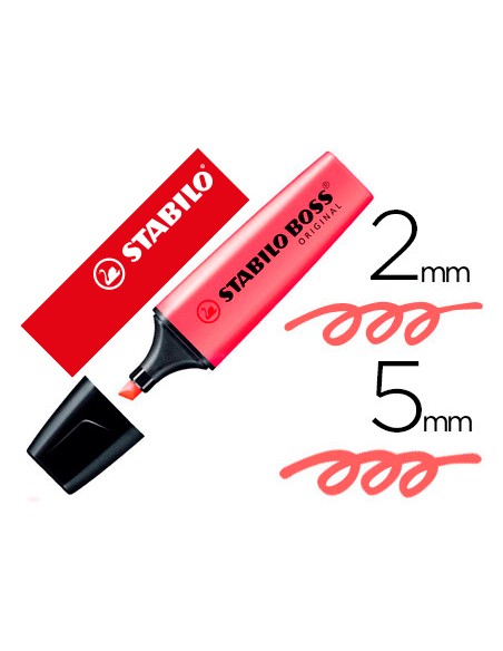 Rotulador stabilo boss fluorescente 70 rojo