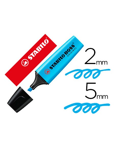 Rotulador stabilo boss fluorescente 70 azul