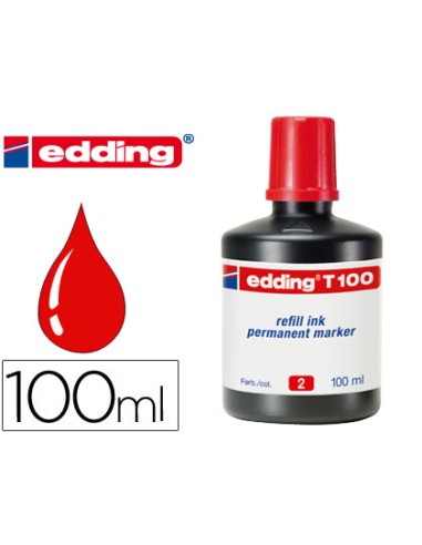 Tinta rotulador edding t 100 rojo frasco de 100 ml