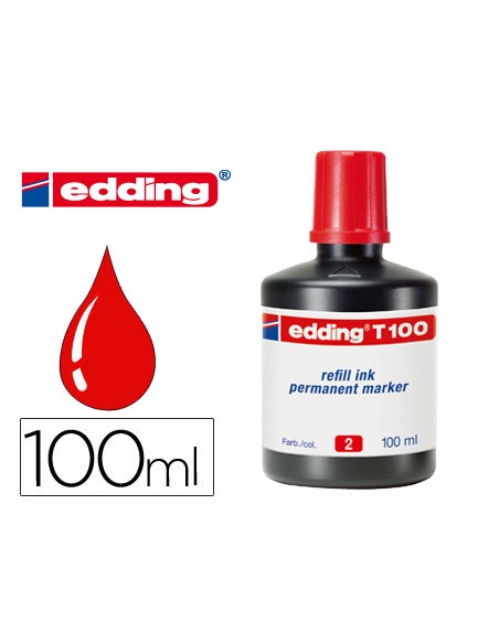 Tinta rotulador edding t 100 rojo frasco de 100 ml