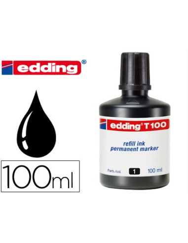 Tinta rotulador edding t 100 negro frasco de 100 ml