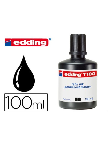 Tinta rotulador edding t 100 negro frasco de 100 ml