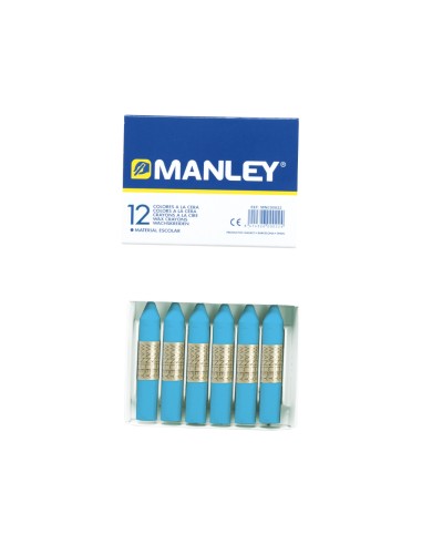 Lapices cera manley unicolor azul celeste n17 caja de 12 unidades