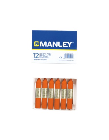 Lapices cera manley unicolor naranja n6 caja de 12 unidades