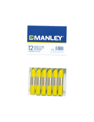 Lapices cera manley unicolor amarillo limon n2 caja de 12 unidades