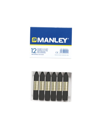 Lapices cera manley unicolor negro n30 caja de 12 unidades