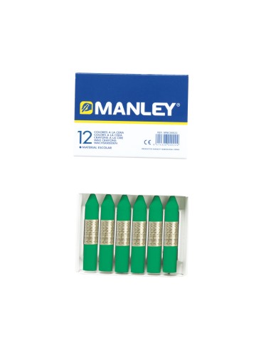 Lapices cera manley unicolor verde natural n21 caja de 12 unidades