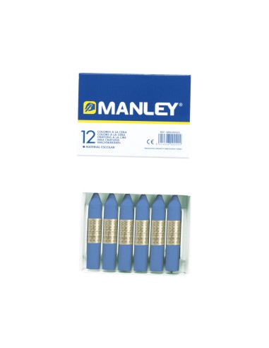 Lapices cera manley unicolor azul ultramar n18 caja de 12 unidades