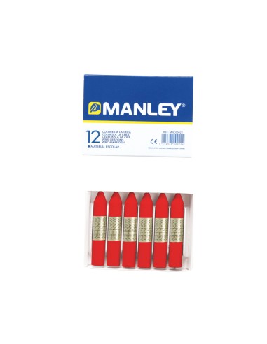 Lapices cera manley unicolor rojo escarlata n9 caja de 12 unidades