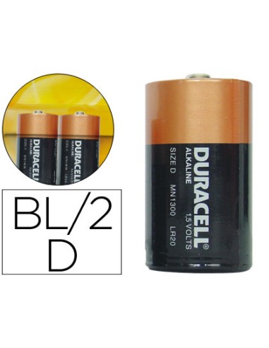 Pila duracell alcalina plus d blister de 2 unidades