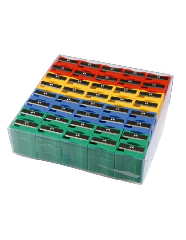 Sacapuntas liderpapel plastico 1 uso caja de 120 unidades colores surtidos