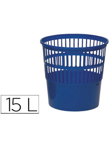 Papelera plastico q connect 15 litros color azul 285x290 mm