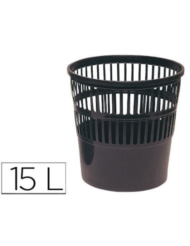Papelera plastico q connect 15 litros color negro 285x290 mm